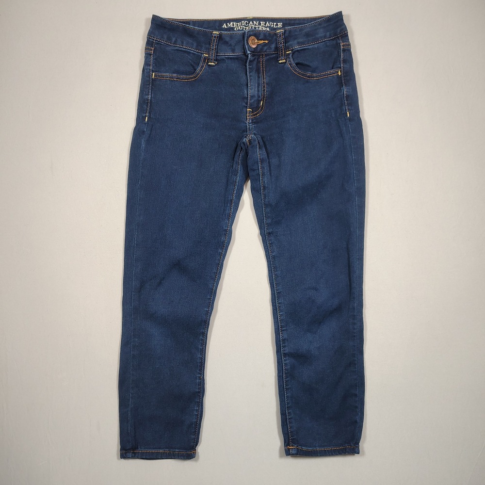 American‎ Eagle Jegging Crop Women 6 Blue Super Super Stretch Denim Cotton Blend